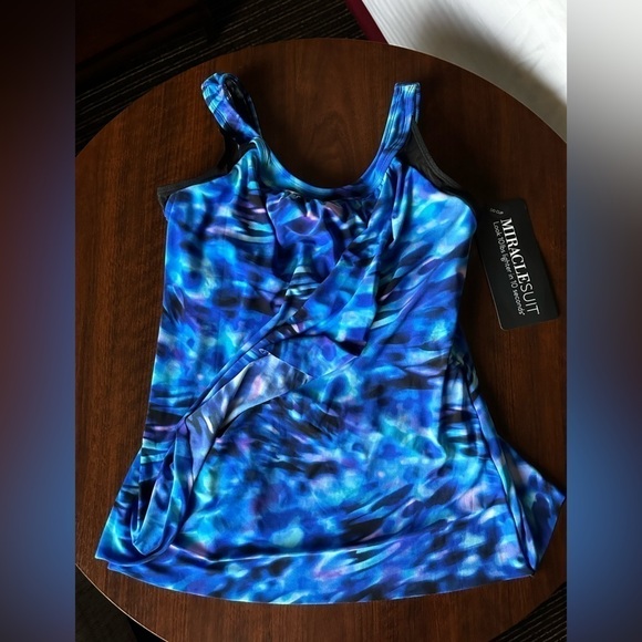 Miraclesuit Ursula 10DD Cups Tankini Layered Shaper Top Slimming Blue 6539427 - Picture 9 of 12